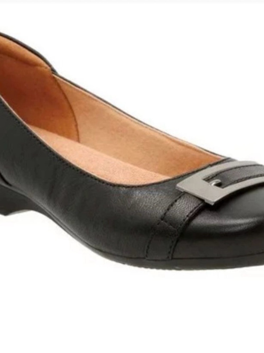 Clarks Candra Glare Black Leather Ballet Flat US 6 1/2 M Comfy Classic Work Fall